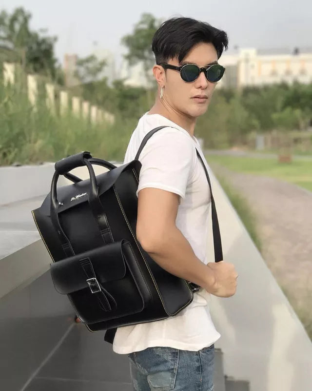 zaino-dottor-martens-907nmy-1.jpg Dr. Martens Zaino Backpack Black Kiev Smooth Pelle Nero Unisex - immagine 1